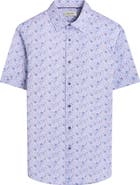 Bugatchi Miles OoohCotton® Leaf Print Short Sleeve Button-Up Shirt