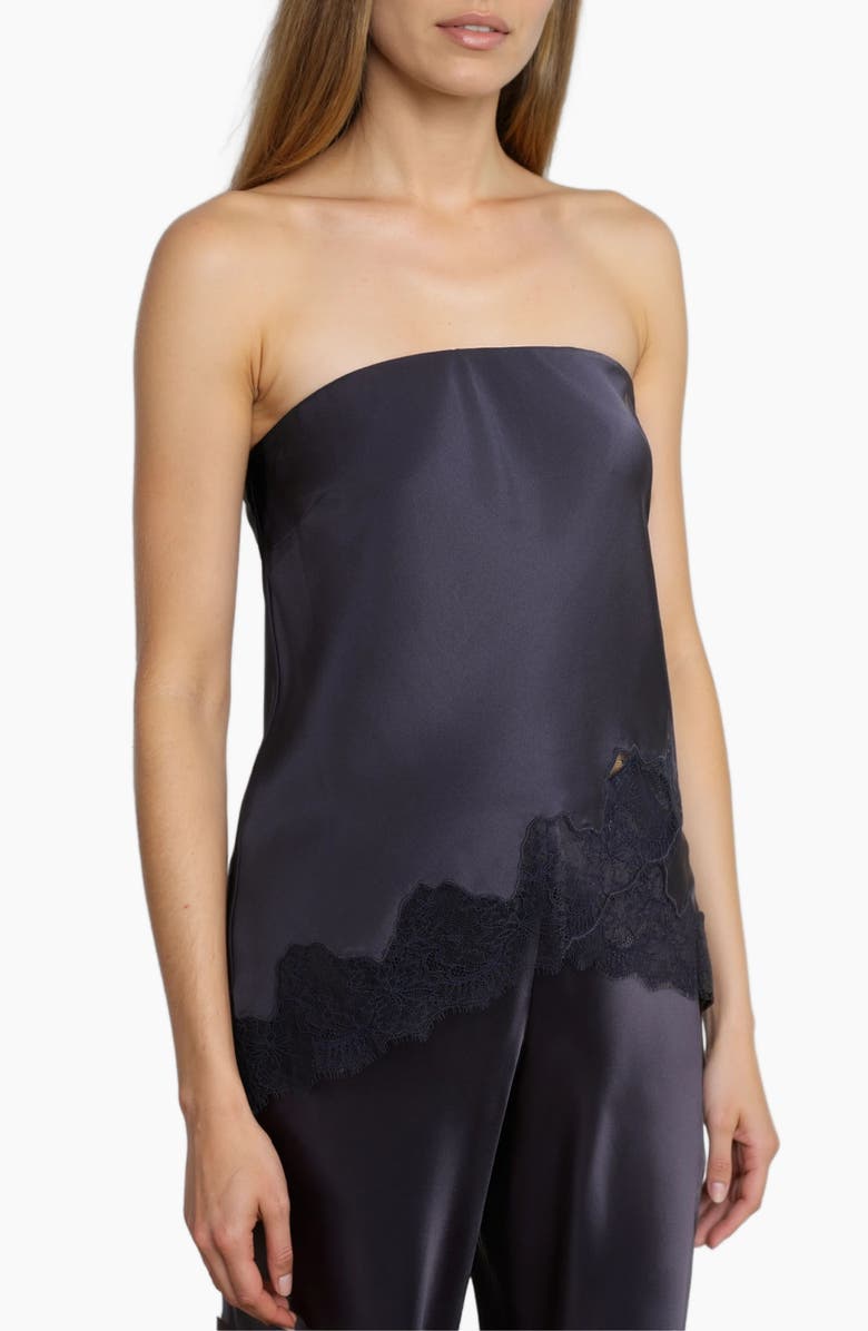 CAMI NYC Odessa Lace Trim Strapless Silk Top, Alternate, color, Dark Wash