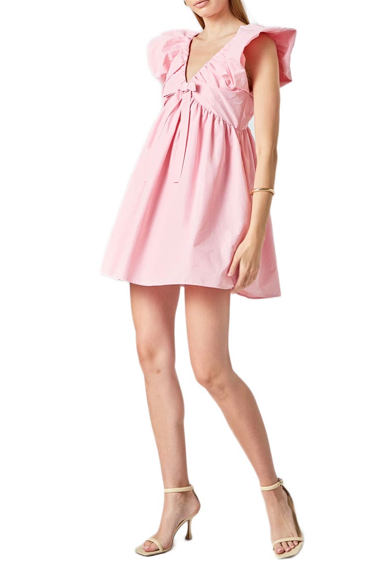 Bow Detail Minidress, Alternate, color, PINK/PINK