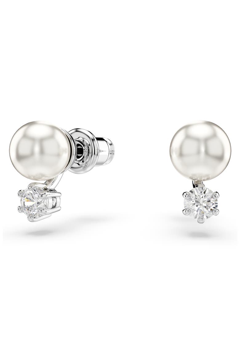 Matrix Faux Pearl & Crystal Bracelet, Necklace & Earrings Set, Alternate, color, SILVER/ WHITE