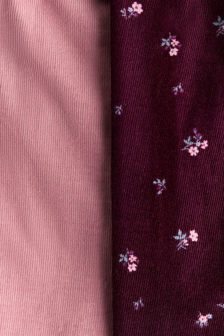 2-Pack Jersey-Lined Corduroy Pants, Alternate, color, Dark red/floral