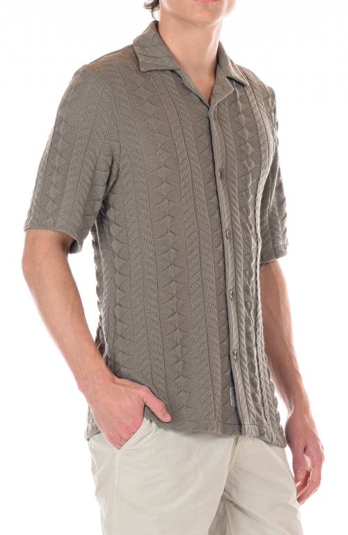 Original Paperbacks Positano Cabled Knit Camp Shirt In Smoke