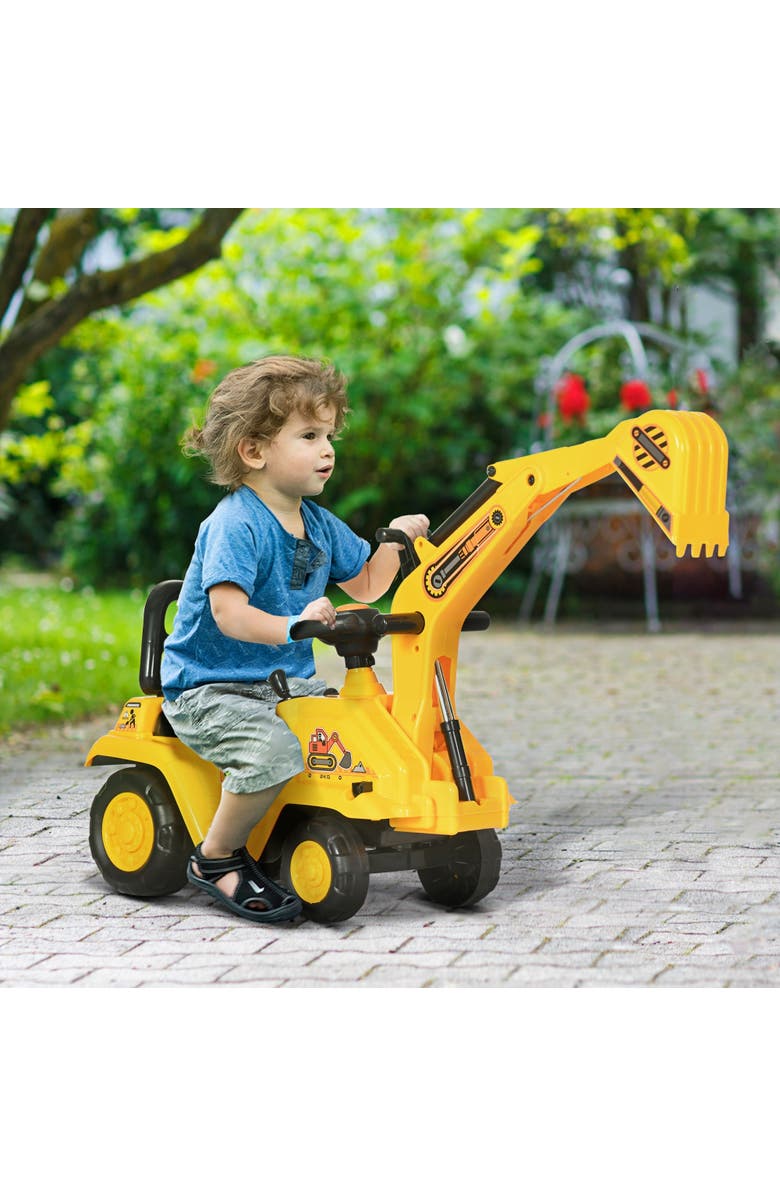 HOMCOM Kids Digger Ride-On with Horn & Storage, Alternate, color, Yellow