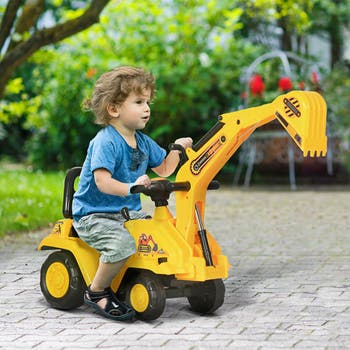 Kids Digger Ride-On with Horn & Storage