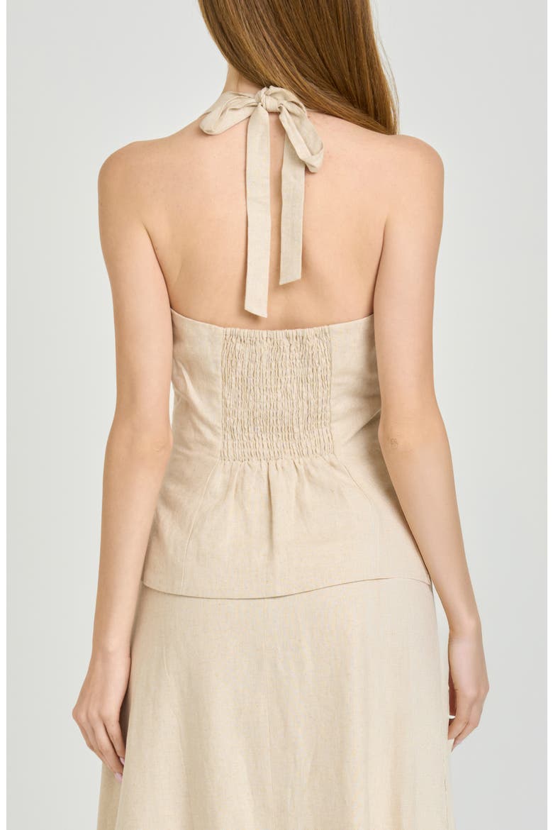 x Hannah Lovey Porter Capri Halter Neck Linen Blend Top (Nordstrom Exclusive), Alternate, color, NATURAL