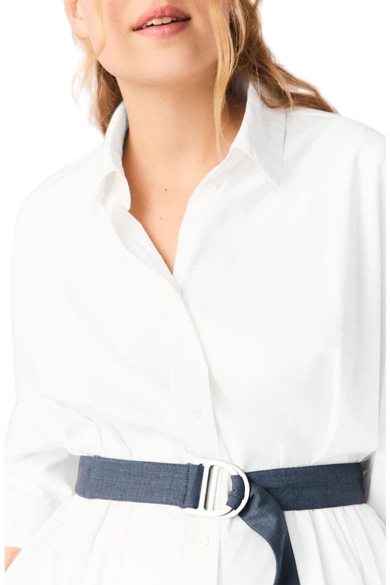Shirt dress with contrast belt, Alternate, color, White