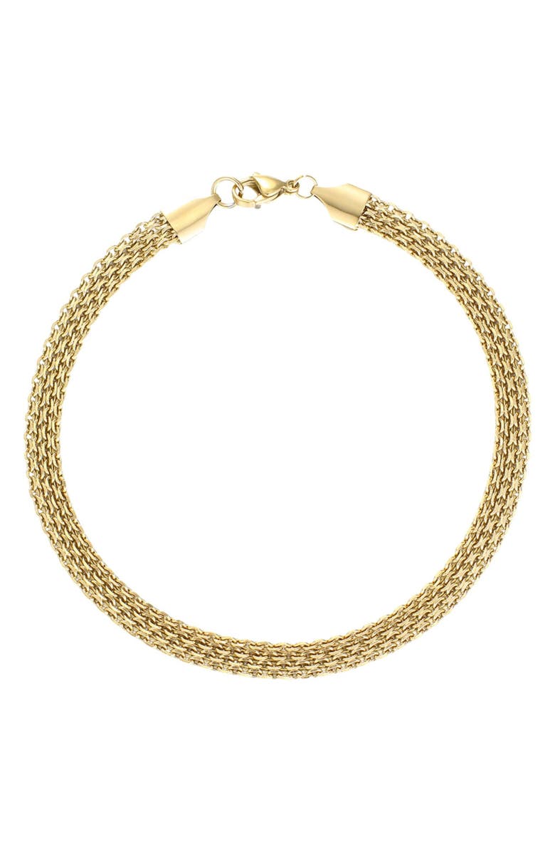 Adornia Tarnish Resistant 18K Gold Plated Multichain Anklet, Main, color, Gold