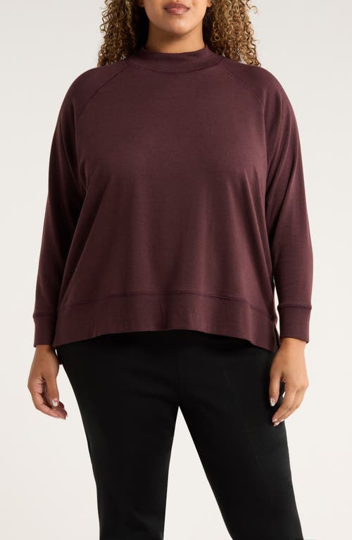 Eileen Fisher Mock Neck Long Sleeve Top In Purple