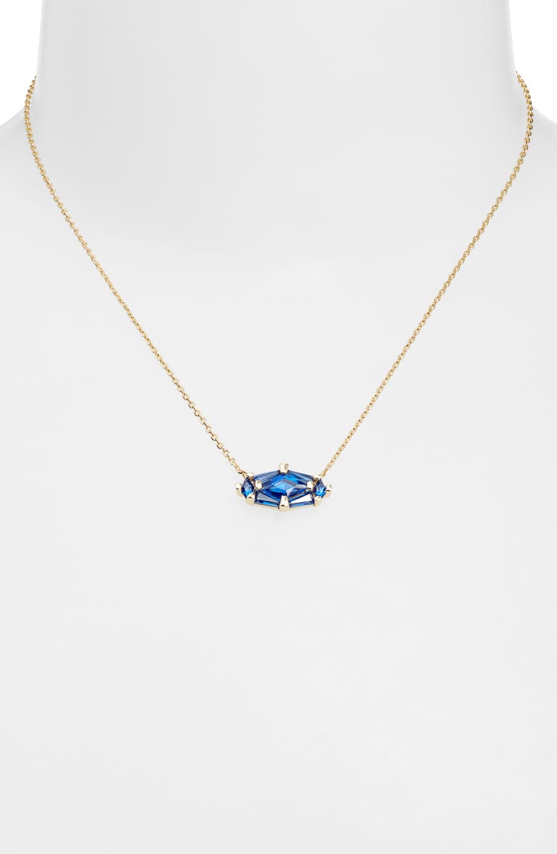 Kendra Scott Short Lindy Rae Pendant Necklace, Alternate, color, Gold Blue Crystal