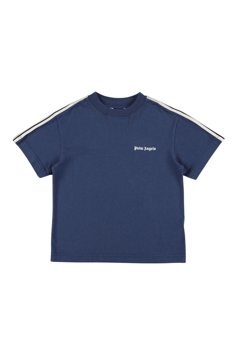 Kids' Track Regular T-Shirt, Main, color, NIGHT BLUE/ OFF WHITE