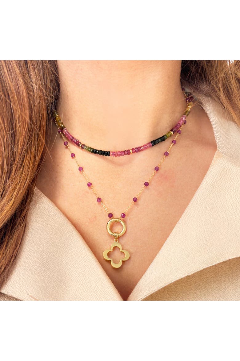 Ruby Bead Chain Necklace, Alternate, color, Ruby