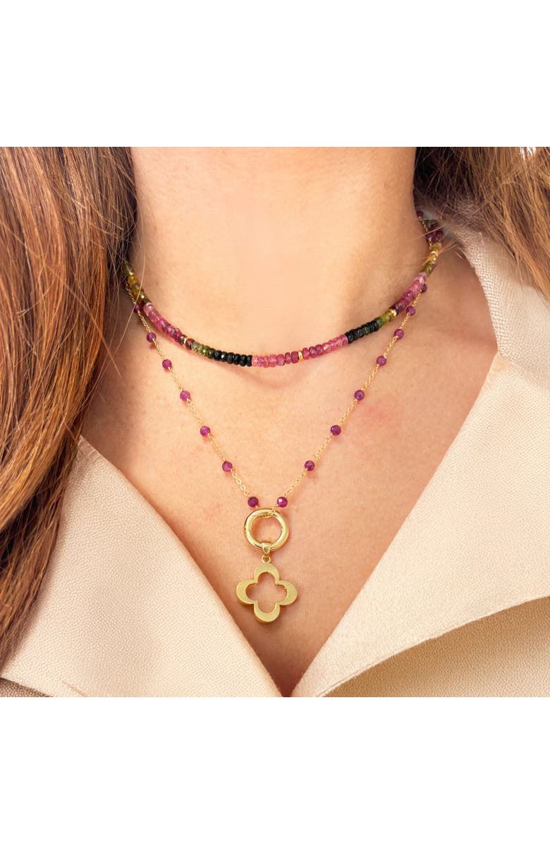 The Lovery Fine Jewelry Rainbow Tourmaline Bead Necklace, Alternate, color, Rainbow