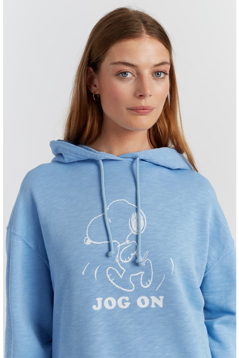 Snoopy Graphic Jog On Cotton Hoodie, Alternate, color, Sky Blue
