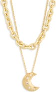 Madewell Celestial Moon Crystal Layered Pendant Necklace