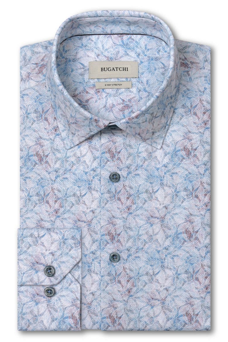 James OoohCotton® Leaf Print Button-Up Shirt, Alternate, color, HAZY BLUE