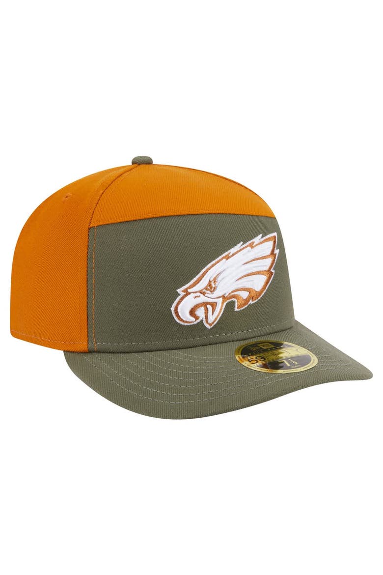 Men's New Era Olive/Brown Philadelphia Eagles Two-Tone Color Pack Split Panel 59FIFTY Fitted Hat, Alternate, color, Olive