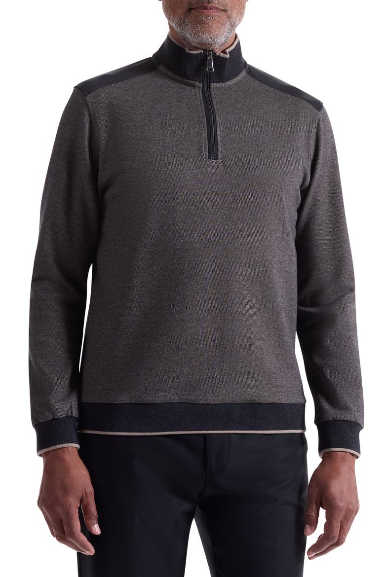 Mélange Quarter Zip Top, Main, color, TAUPE