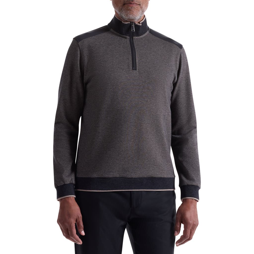 Bugatchi Mélange Quarter Zip Top In Gray