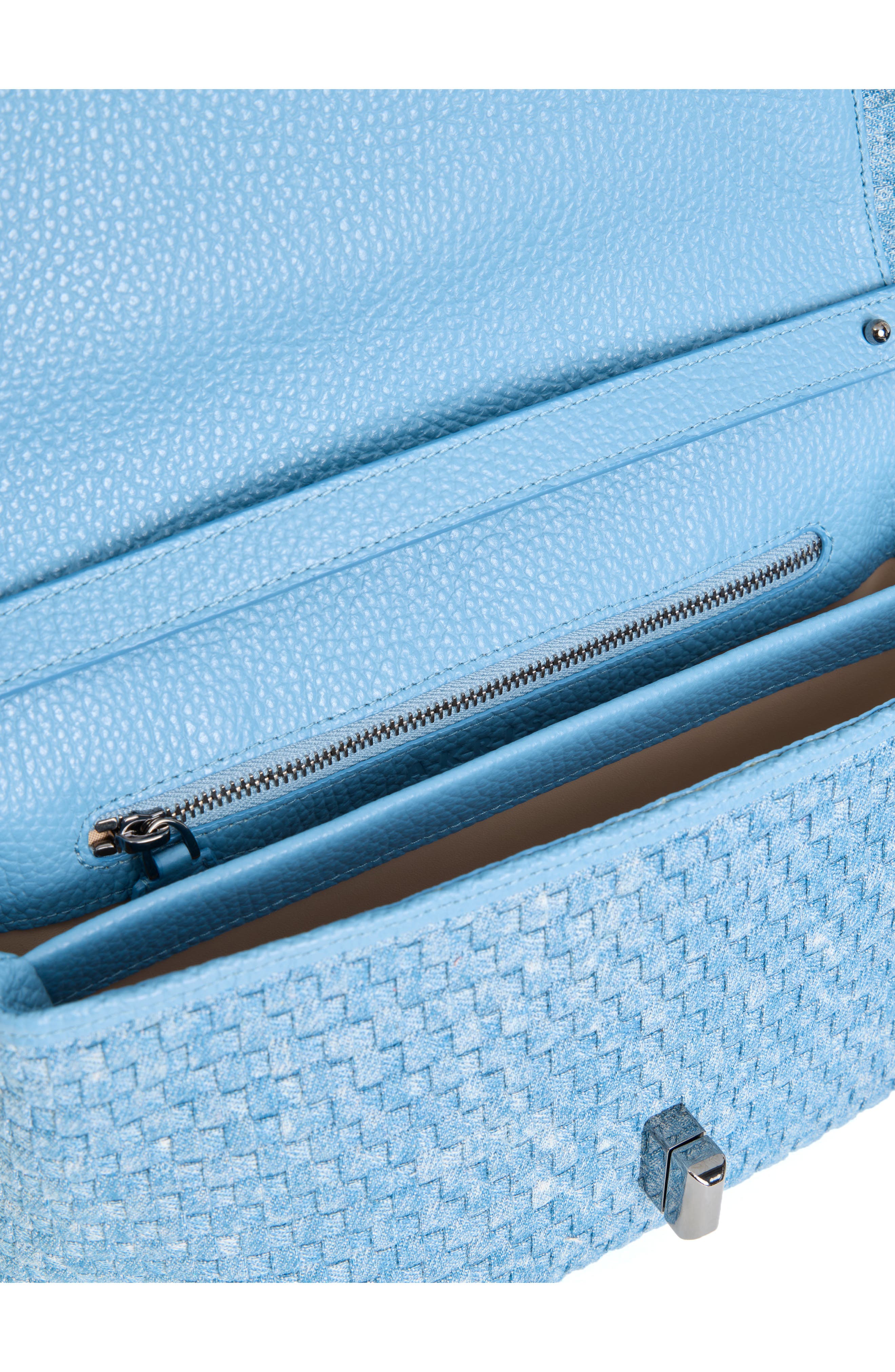 Akris Little Anouk Braided Denim Shoulder Bag, Alternate, color, Grey Sky