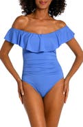 La Blanca Off the Shoulder Ruffle One-Piece Swimsuit