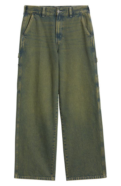 Dickies Loose Fit Denim Painter's Pants In Green Tone Fade