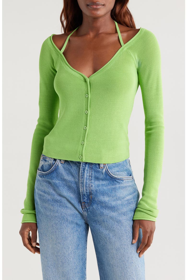 Rib Off the Shoulder Top, Main, color, LIME