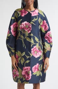 Carolina Herrera Peony Jacquard Cocoon Coat