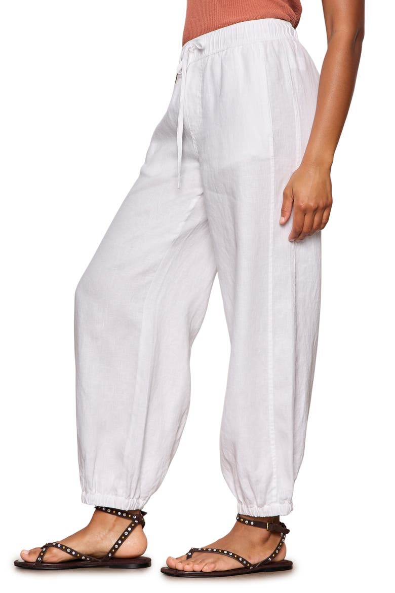 Melody Drawstring Linen Balloon Pants, Alternate, color, WHITE