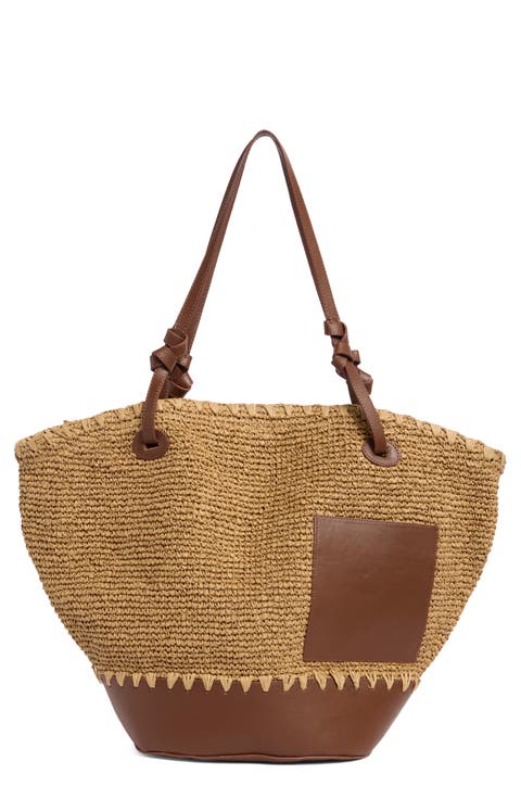 Curved Straw Tote Bag