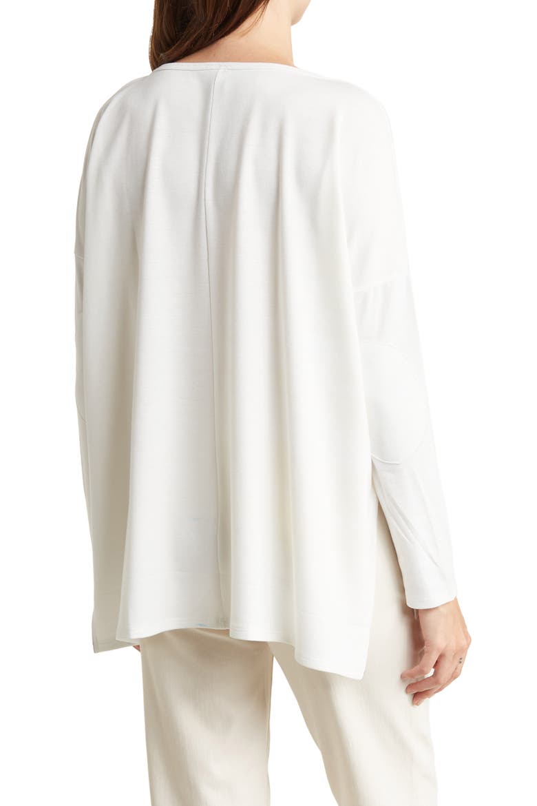 Dolman Sleeve Asymmetrical Hem Pullover, Alternate, color, IVORY/ BLACK PRINT 1