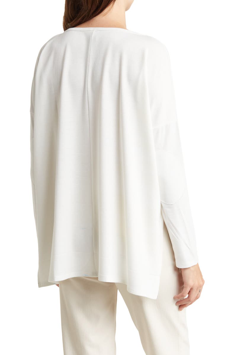 GO COUTURE Dolman Sleeve Asymmetrical Hem Pullover, Alternate, color, Ivory/ Black Print 1