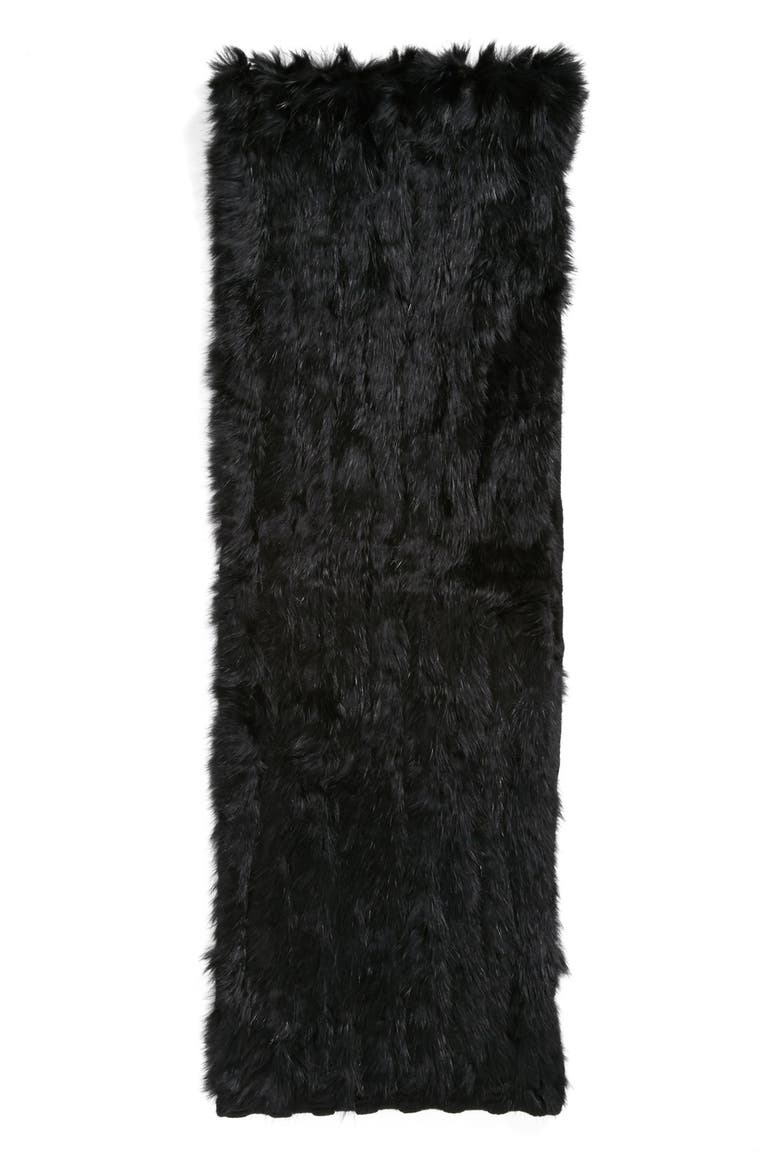 'Delila' Genuine Rabbit Fur Trim Infinity Scarf, Alternate, color, BLACK