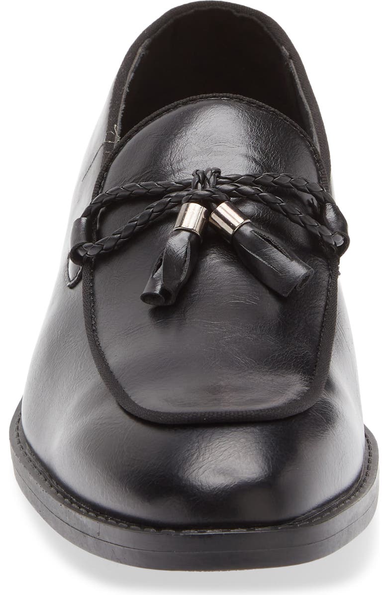 GEOFFREY BEENE Tassel Faux Leather Loafer, Alternate, color, Black