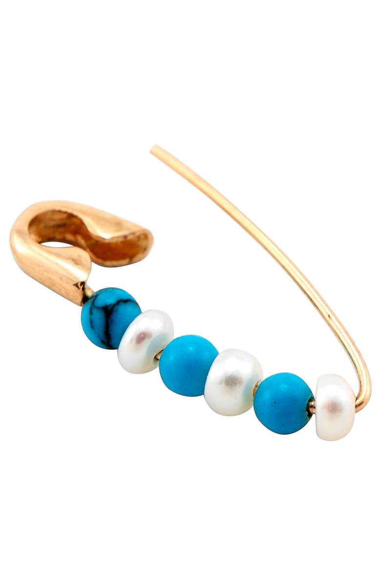 Loren Stewart Friendship Safety Pin Earring, Alternate, color, Gold/ Turquoise
