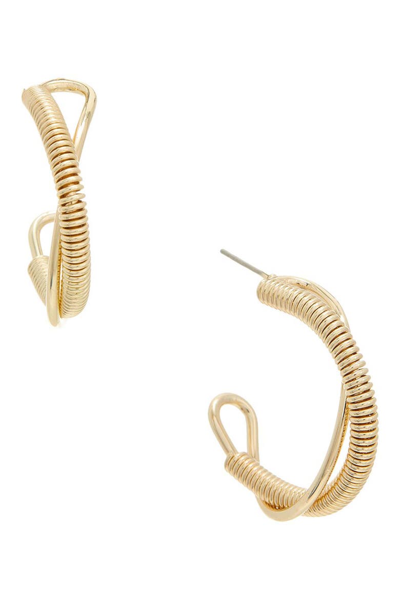 Twisted Hoop Earrings, Main, color, YELLOW