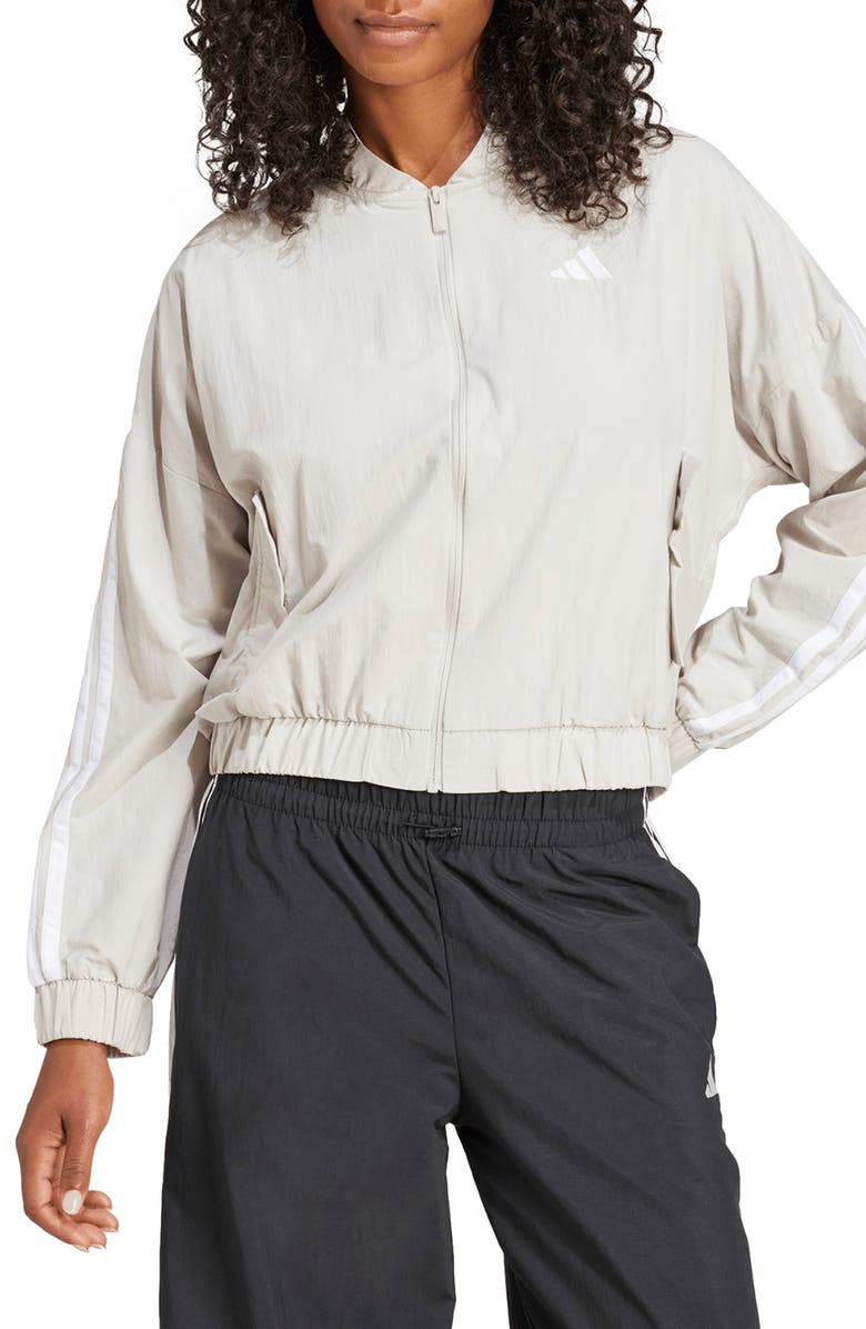 adidas Essentials 3-Stripes Lifestyle Bomber Jacket, Main, color, Wonalu/Whi