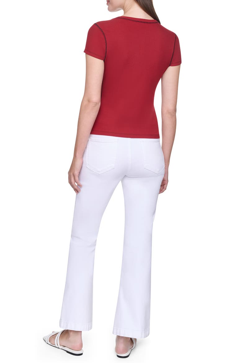 Short Sleeve Contrast Stitch T-Shirt, Alternate, color, RHYTHM RED/ BLACK