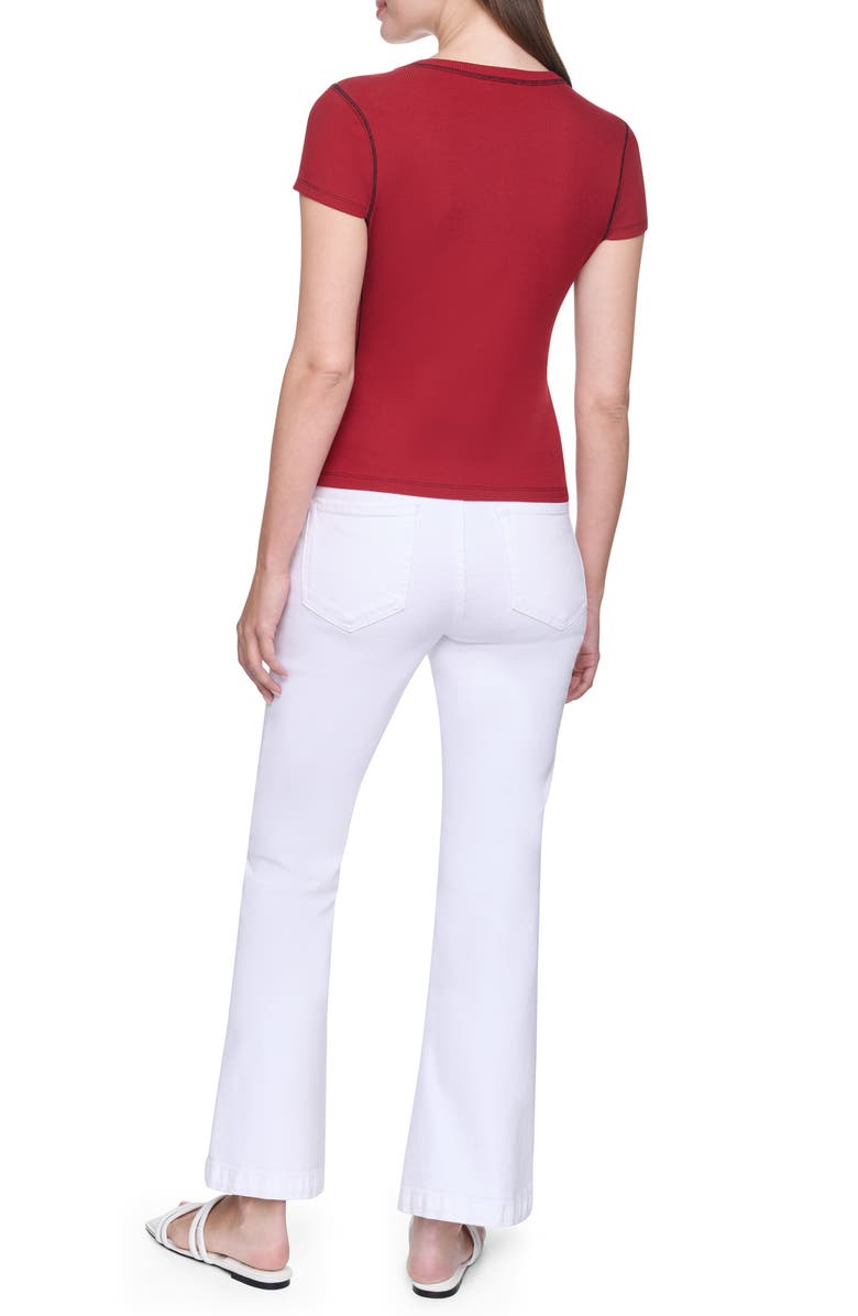DKNY Short Sleeve Contrast Stitch T-Shirt, Alternate, color, Rhythm Red/ Black