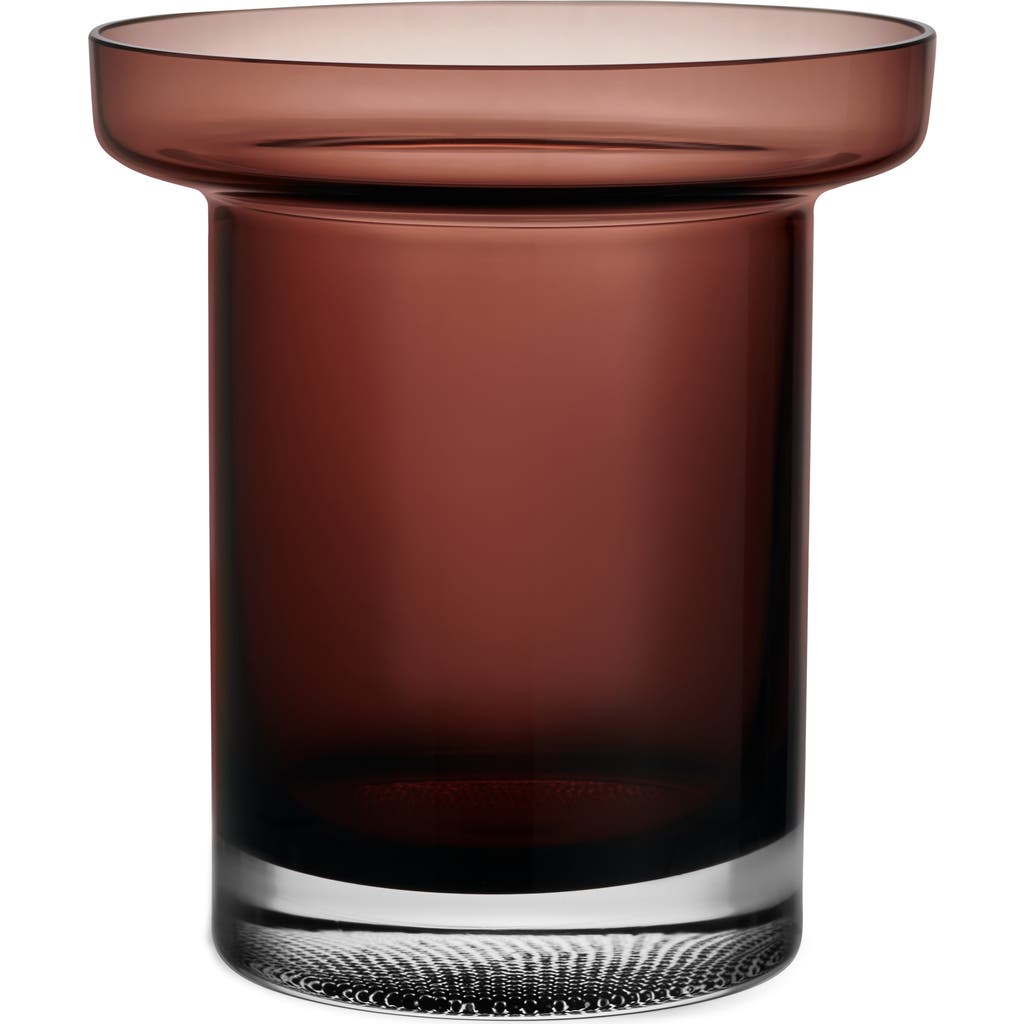 Orrefors Limelight Low Vase In Burgundy
