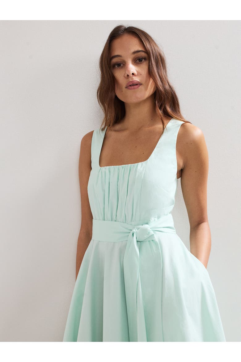 Melinda Cotton Tie Midi Dress, Alternate, color, Pale Green