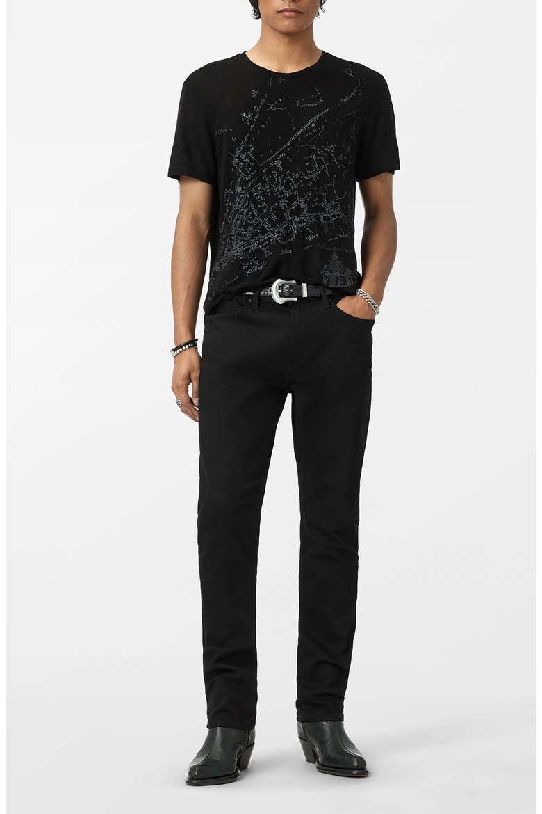 Embroidered Crewneck T-Shirt, Alternate, color, BLACK