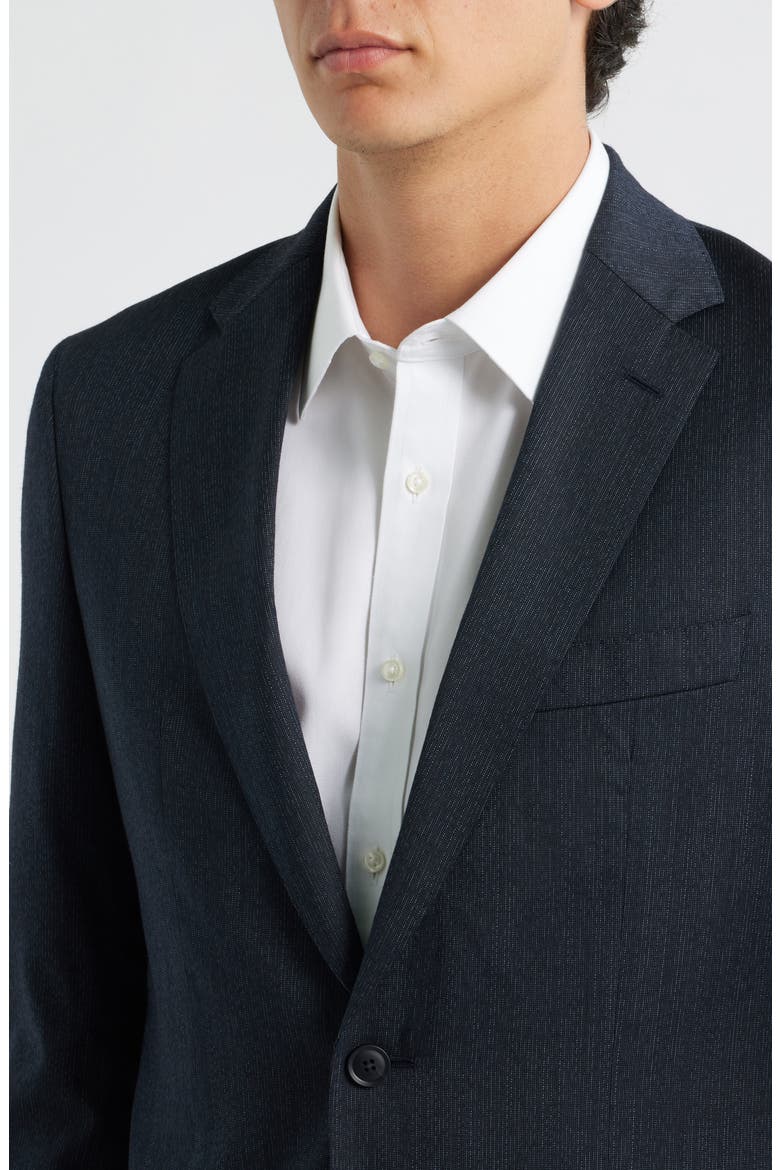 Huge Slim Fit Blue Mélange Stretch Wool Blend Suit, Alternate, color, DARK BLUE