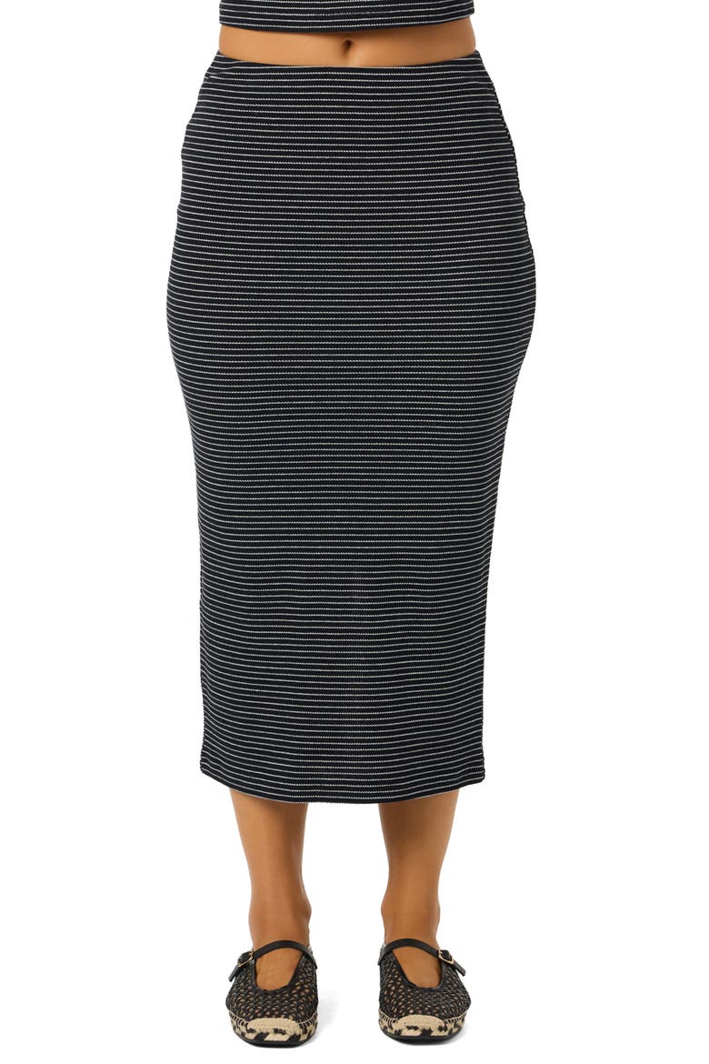 Kavali Stripe Midi Skirt, Main, color, BLACK