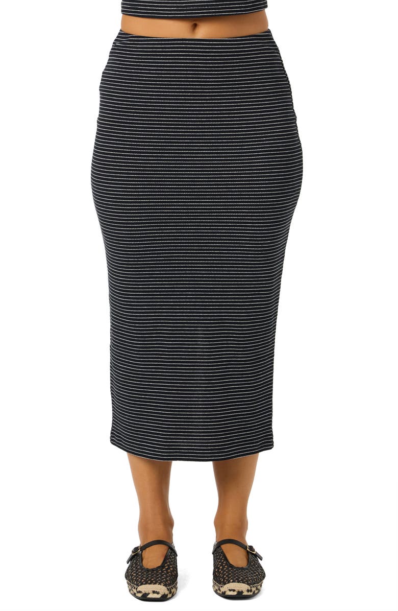 O'Neill Kavali Stripe Midi Skirt, Main, color, Black