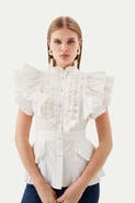 Karen Millen Sleeveless Pleated Ruffle Blouse