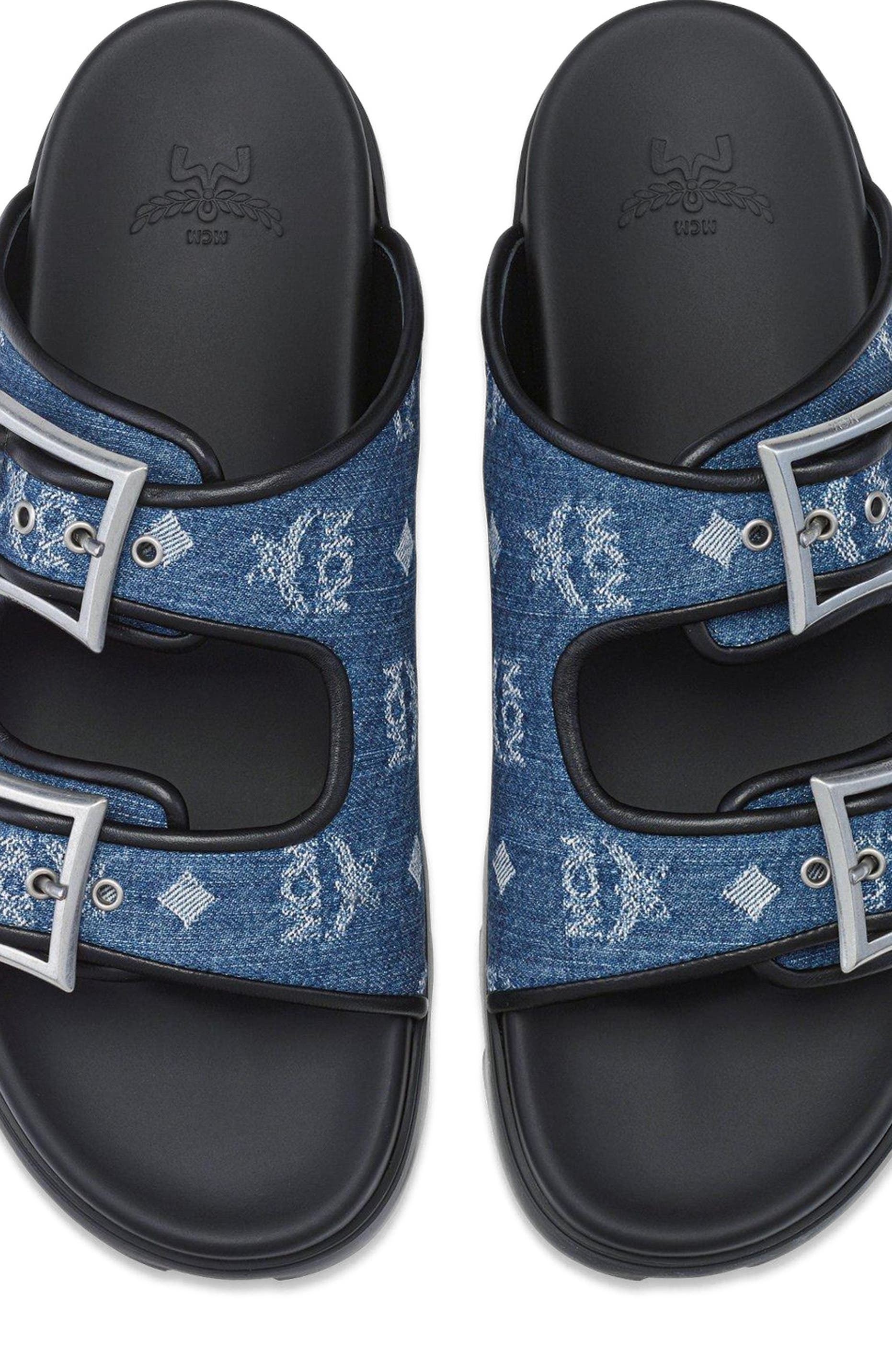 Monogram Sandals in Denim Jacquard, Alternate, color, Denim Blue