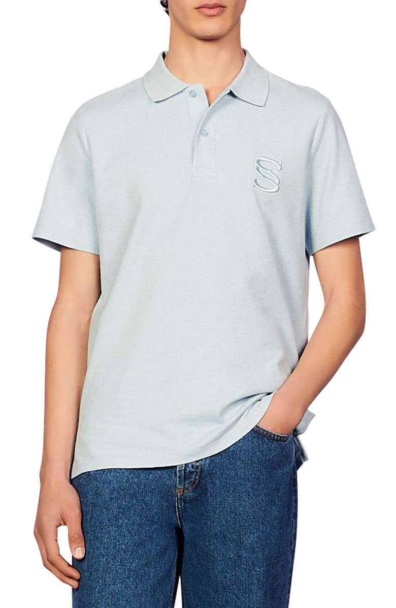 SANDRO Embroidered Double S Polo, Main, color,