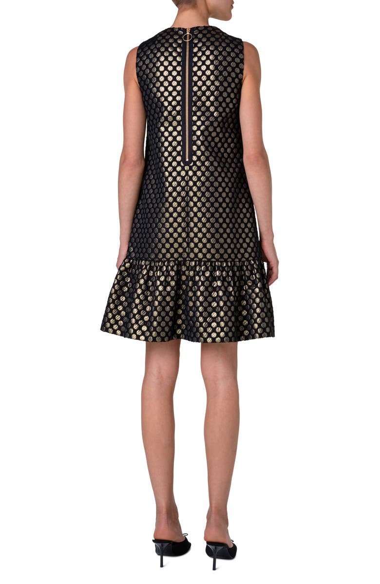 Akris punto Metallic Dot Jacquard Ruffle Hem Dress, Alternate, color, 