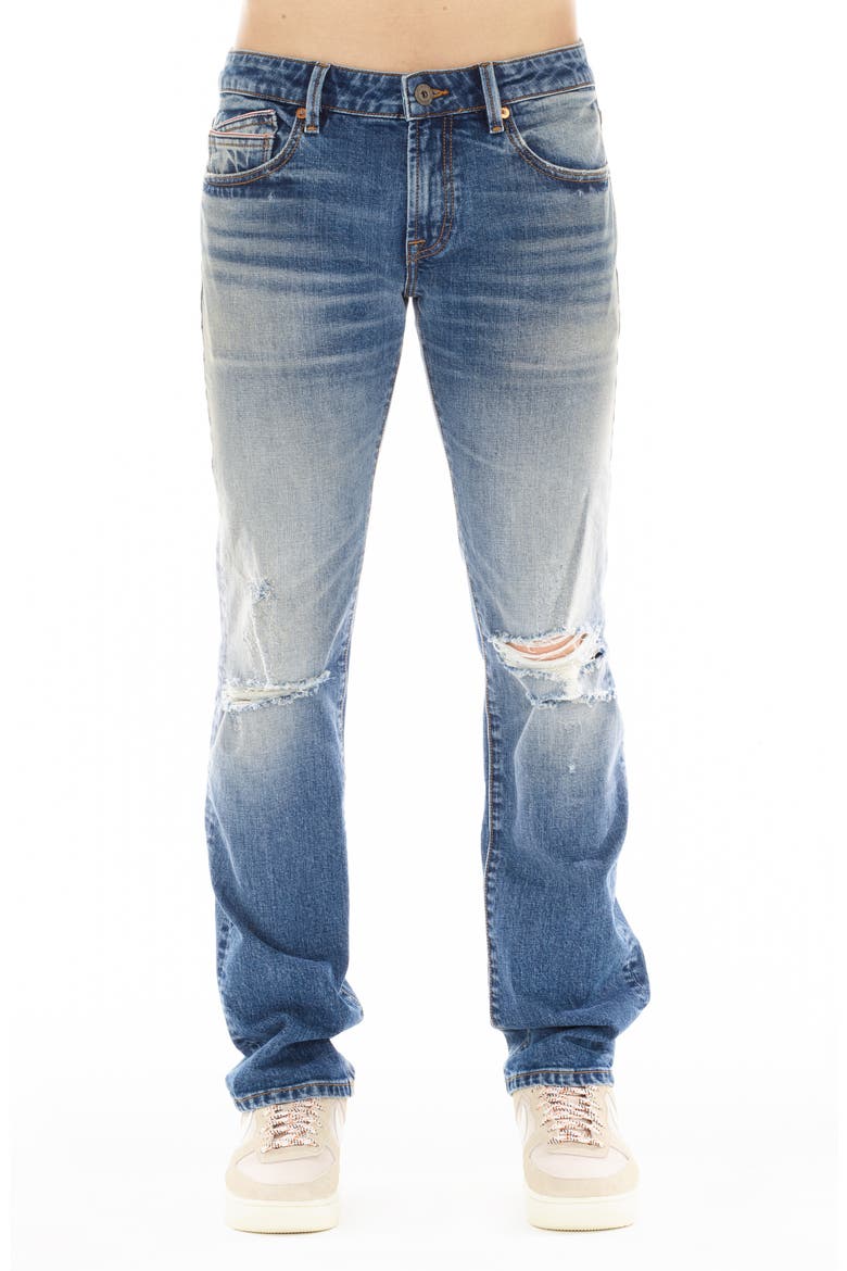 Greaser Distressed Straight Leg Jeans, Main, color, HEATH