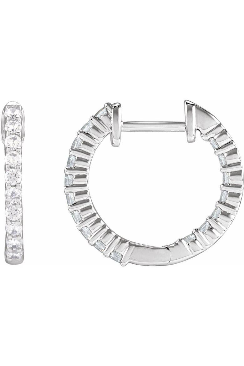 1/2 CT Lab-Grown Diamond Hoop Earrings in 14K Gold, Alternate, color, White
